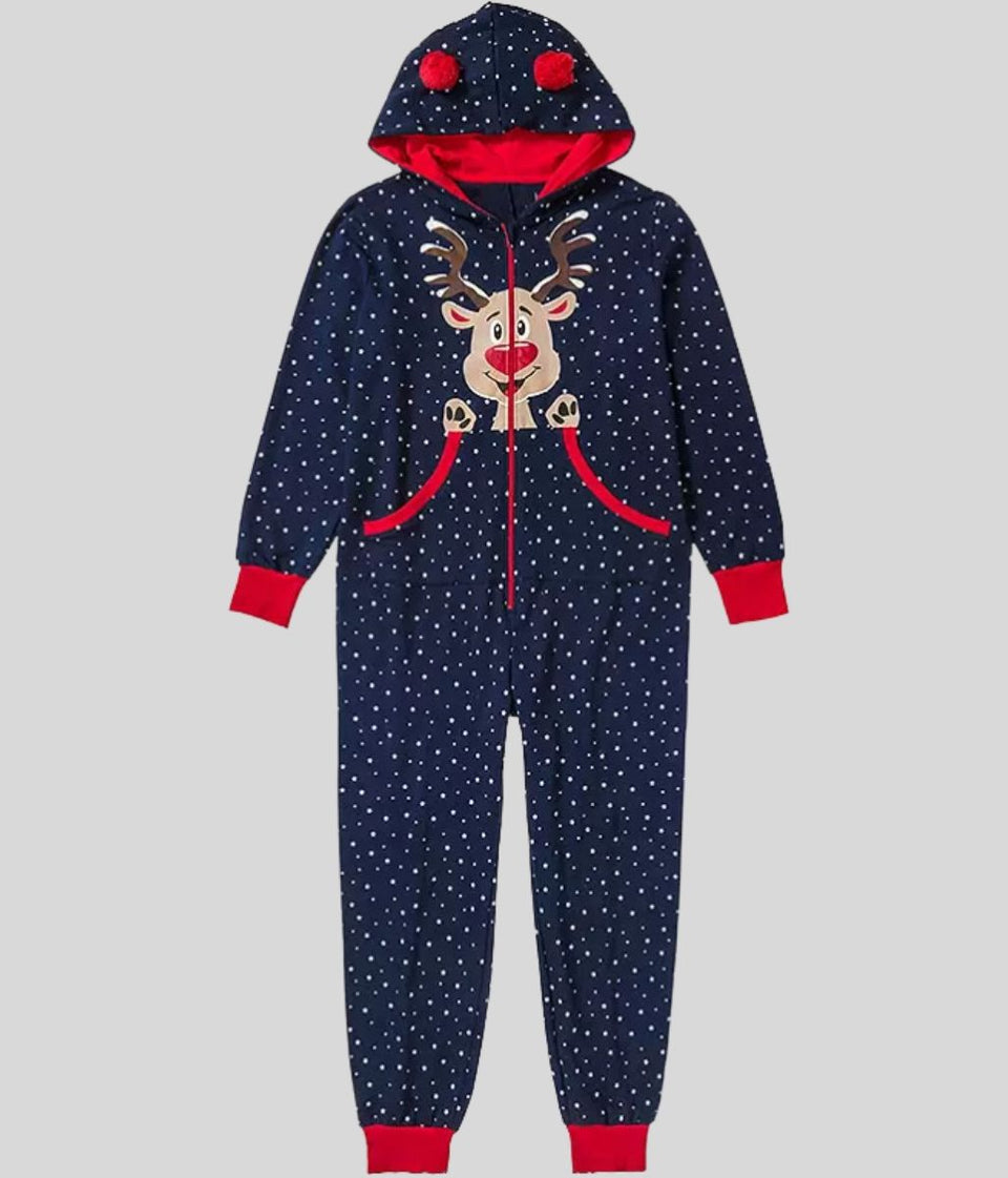 Navy Cotton Reindeer Onesie