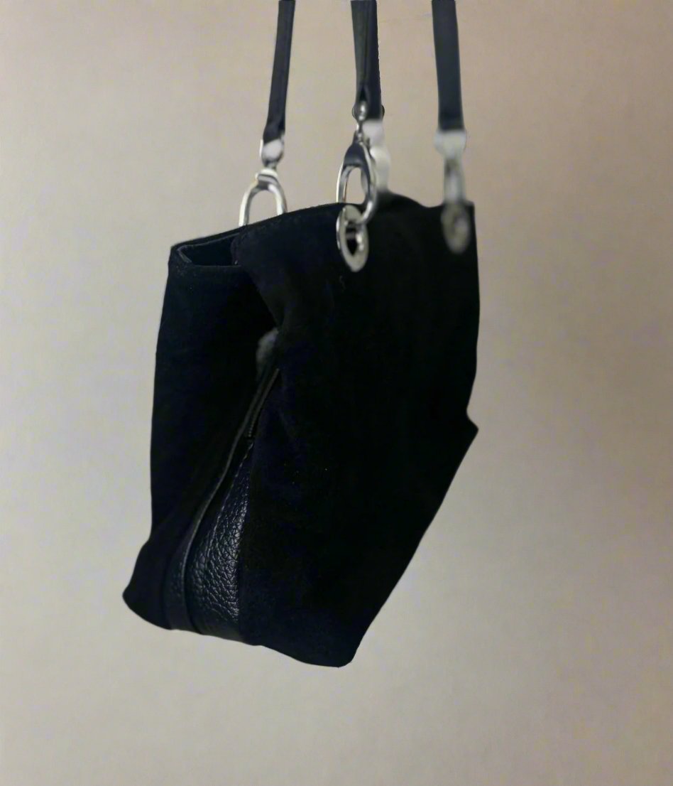 Black Suede Contrast Handbag