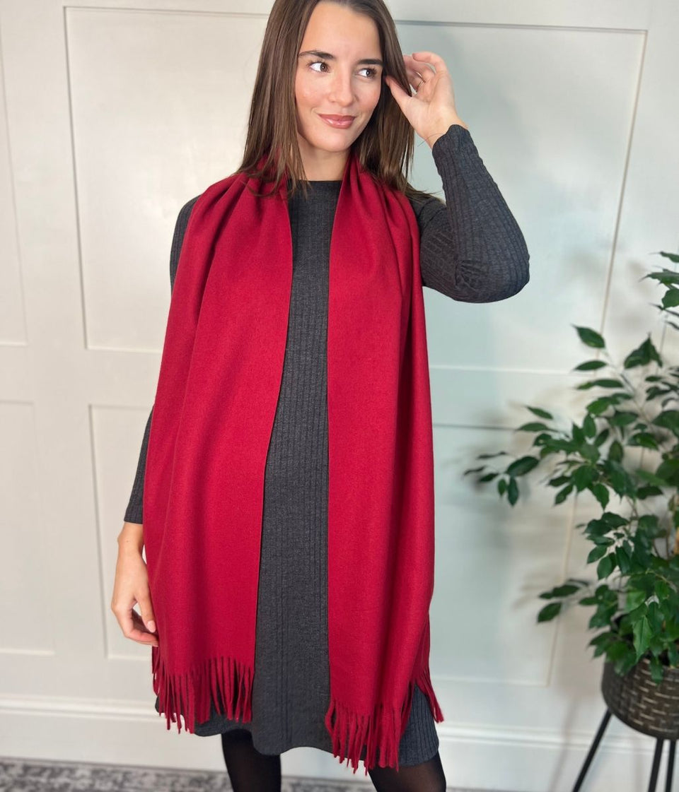 Deep Red Cashmere Blend Classic Scarf