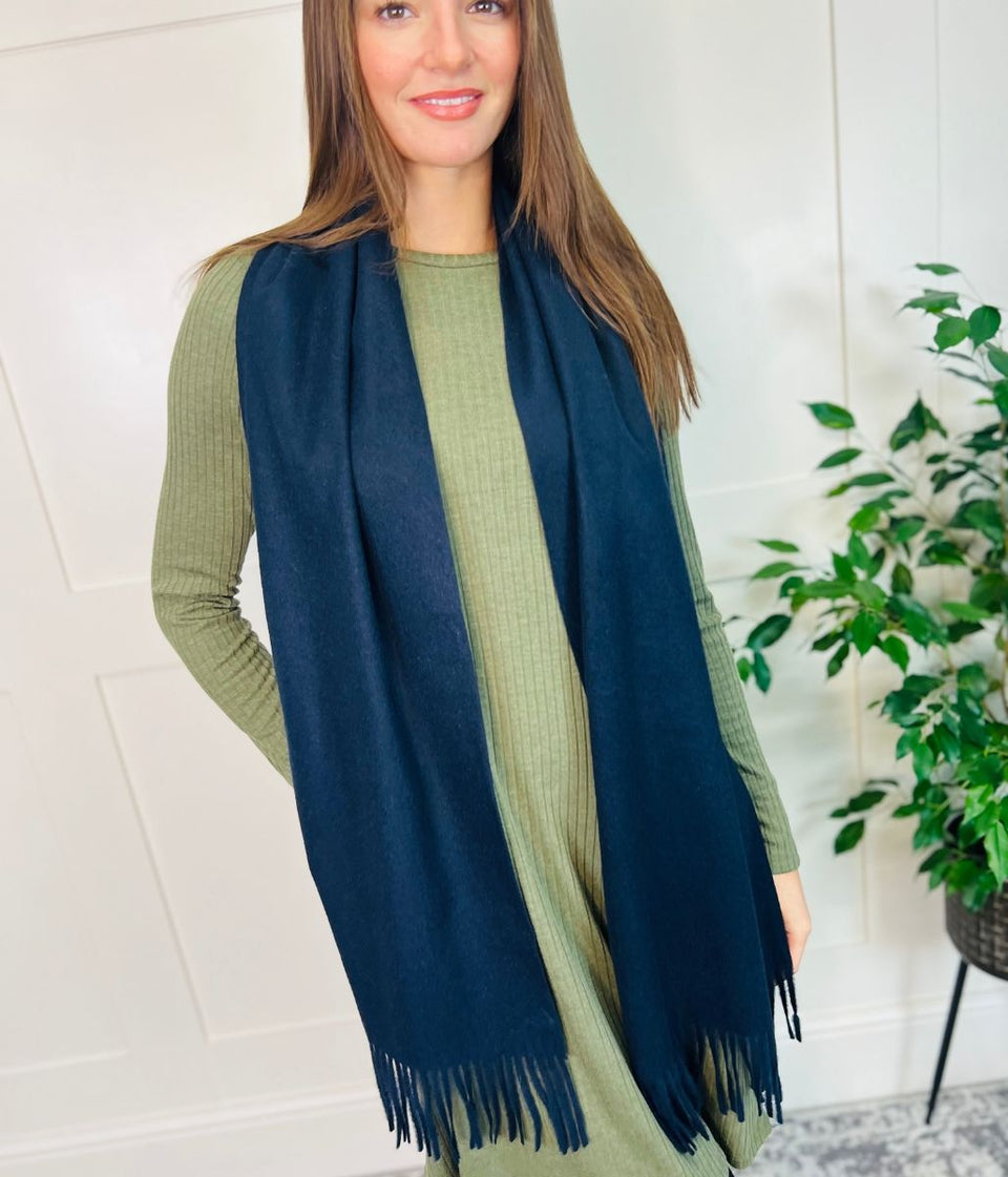 Navy Cashmere Blend Classic Scarf