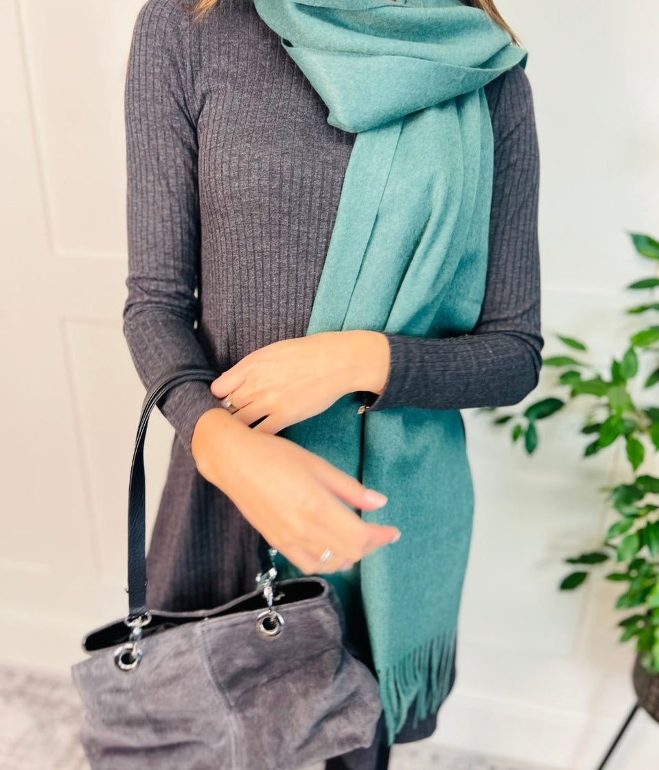 Teal Cashmere Blend Classic Scarf