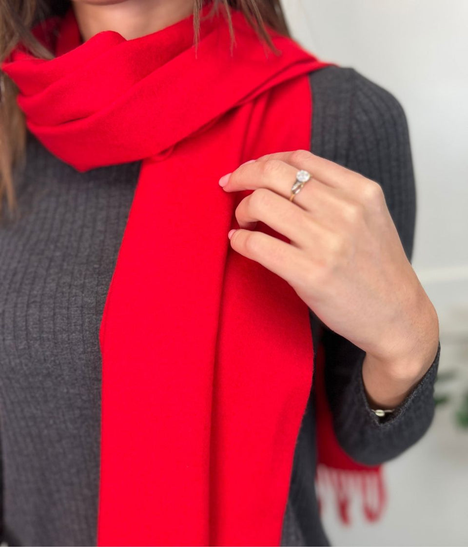 Red Cashmere Blend Classic Scarf