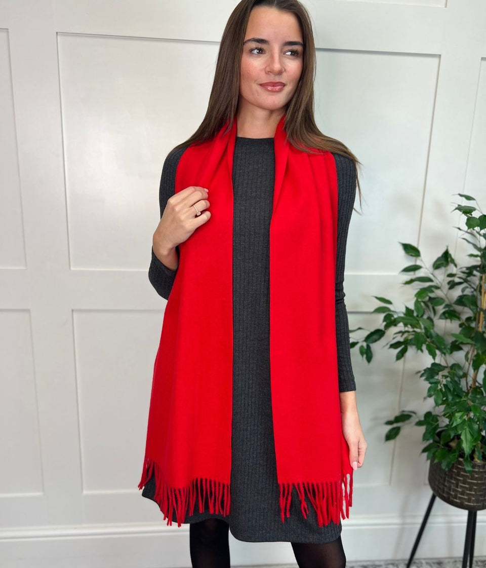 Red Cashmere Blend Classic Scarf