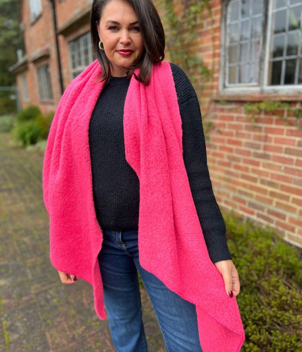 Pink Lucy Boucle Wool Blend Scarf