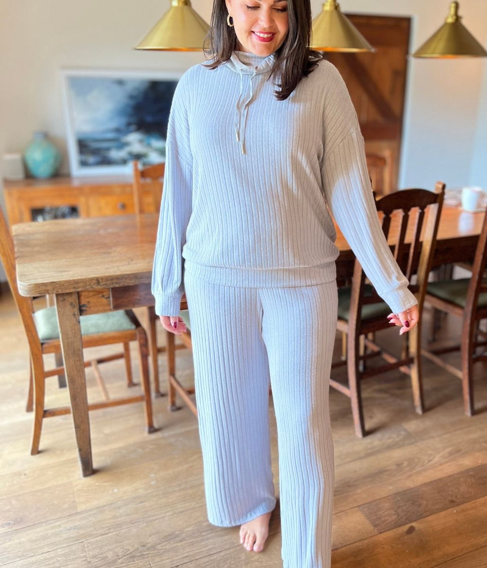 Grey Sparkle Fine Knit Loungewear Suit