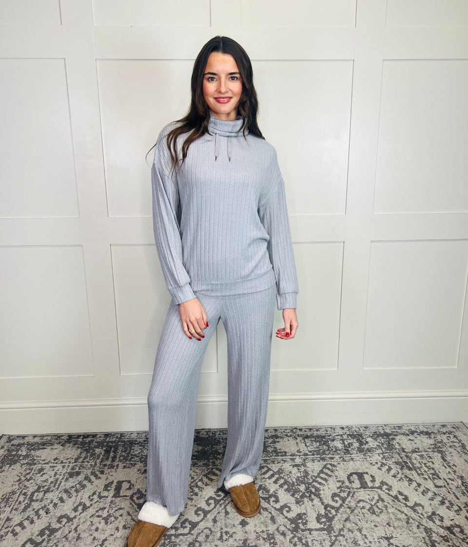 Grey Sparkle Fine Knit Loungewear Set