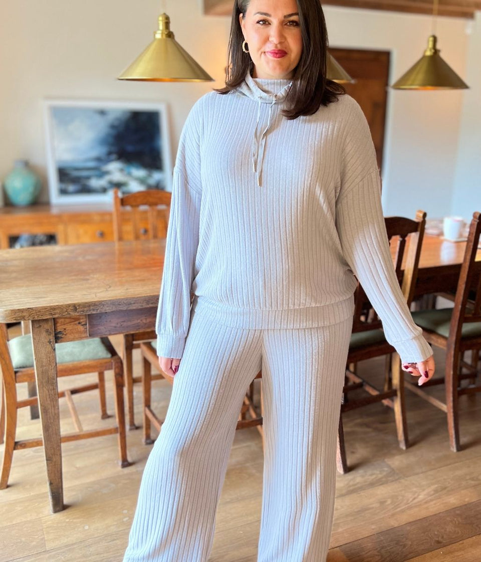 Grey Sparkle Fine Knit Loungewear Suit