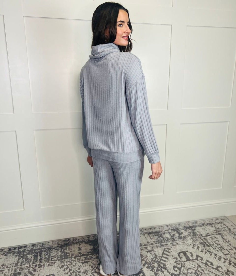 Grey Sparkle Fine Knit Loungewear Set