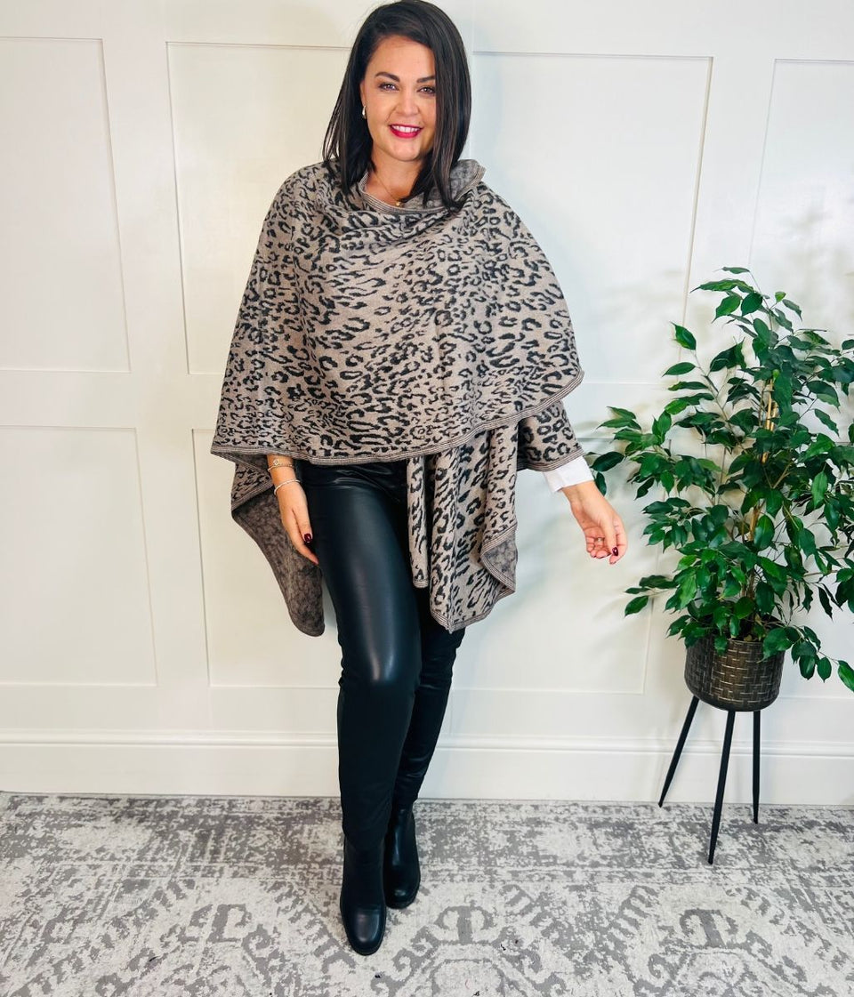 Leopard Print Wrap Cape