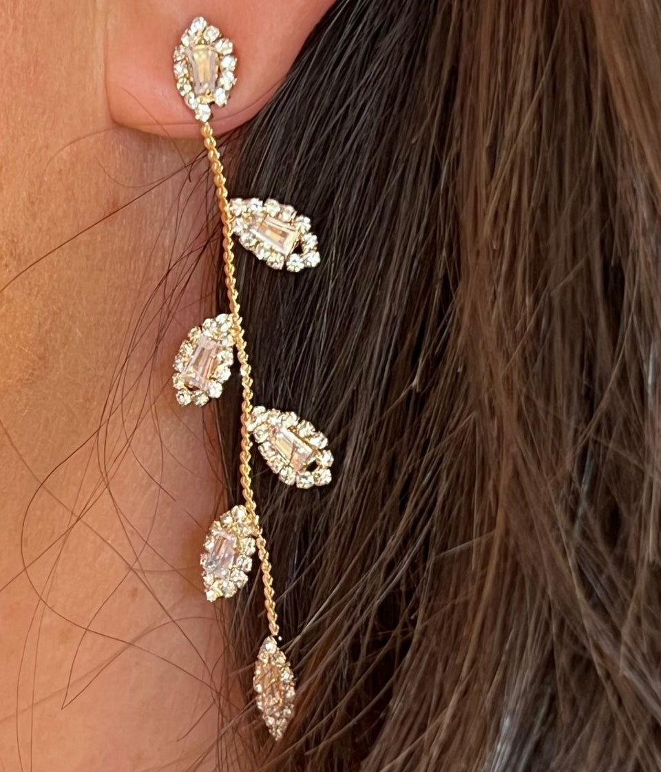 gold sparkly drop earrings