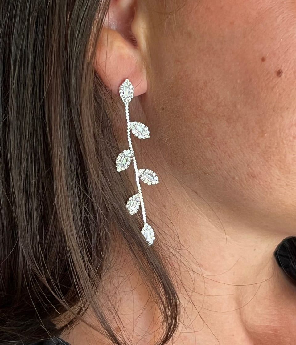 sparkly leaf drop earrings