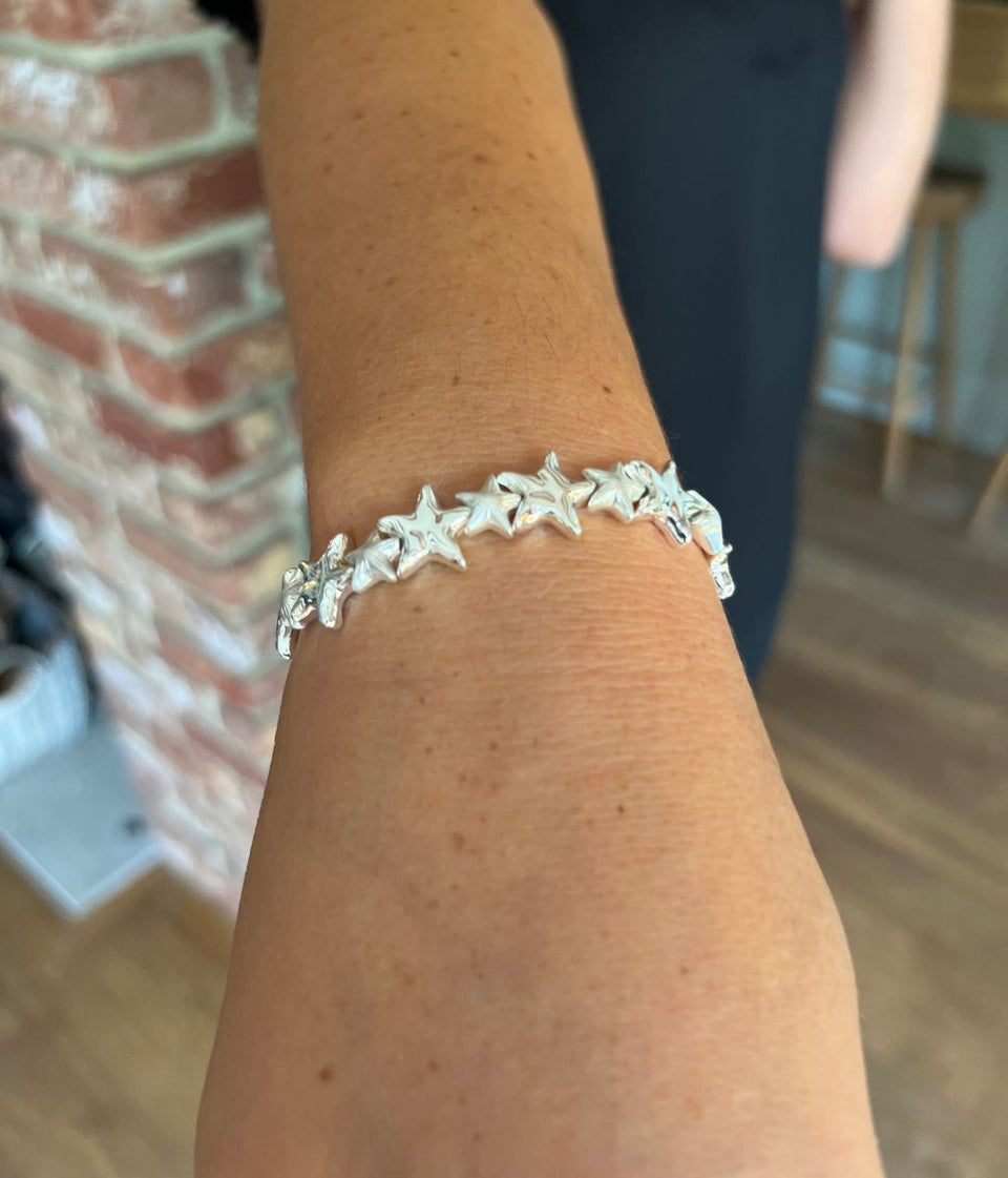 Silver Stars Stretch Bracelet