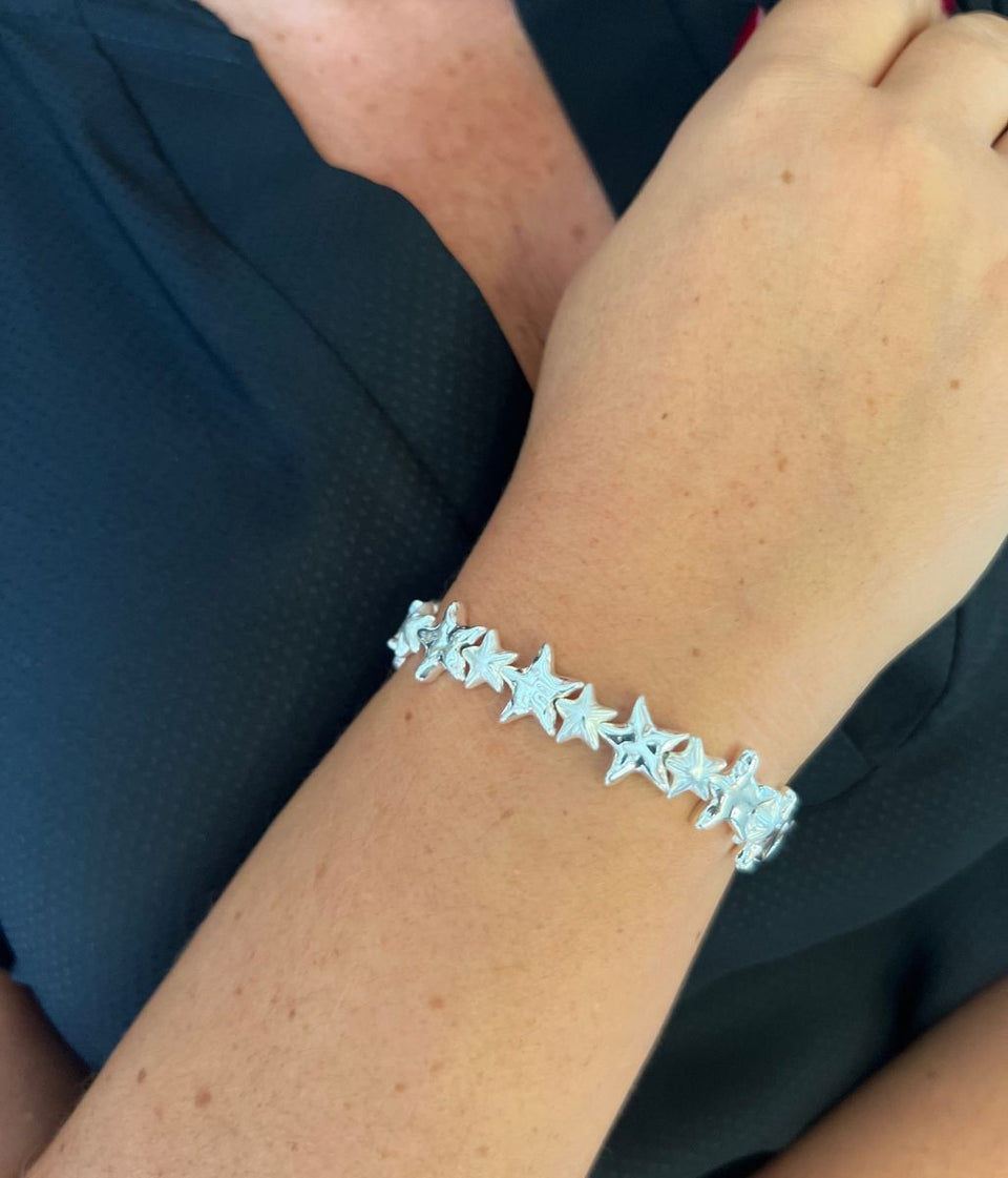 Silver Stars Stretch Bracelet