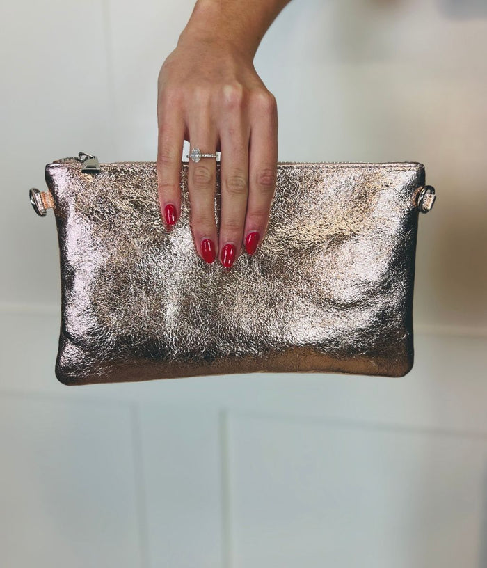 Rose gold and silver clutch bag sale