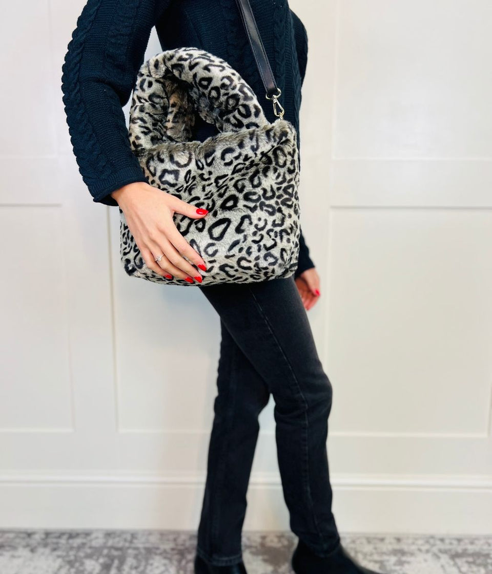 Leopard Faux Fur Tote Bag