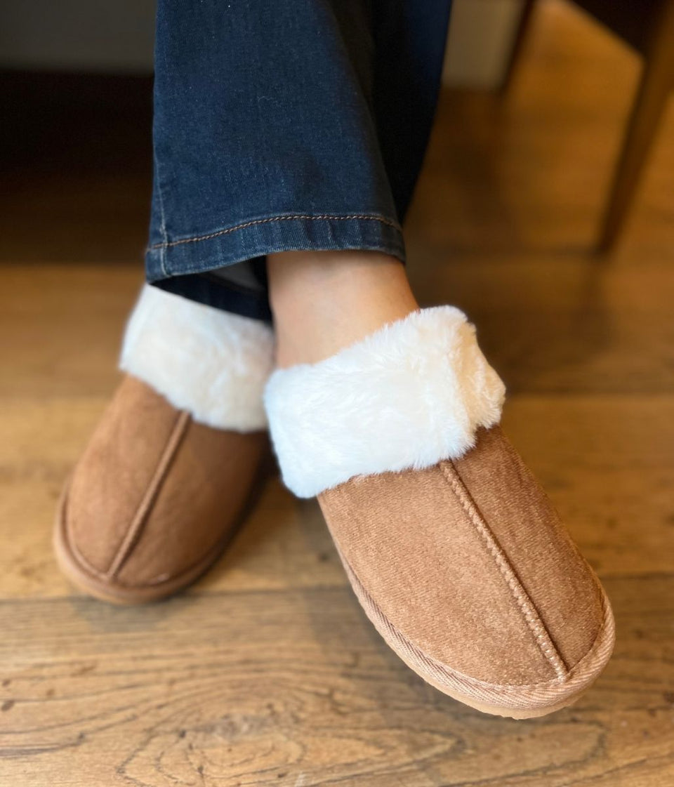 Chestnut Faux Fur Mule Slippers