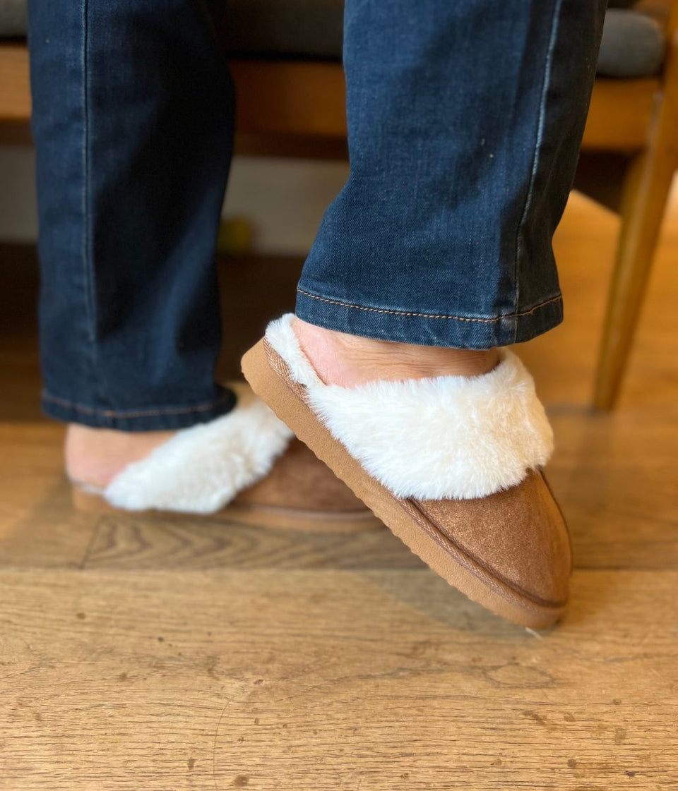 Chestnut Faux Fur Mule Slippers