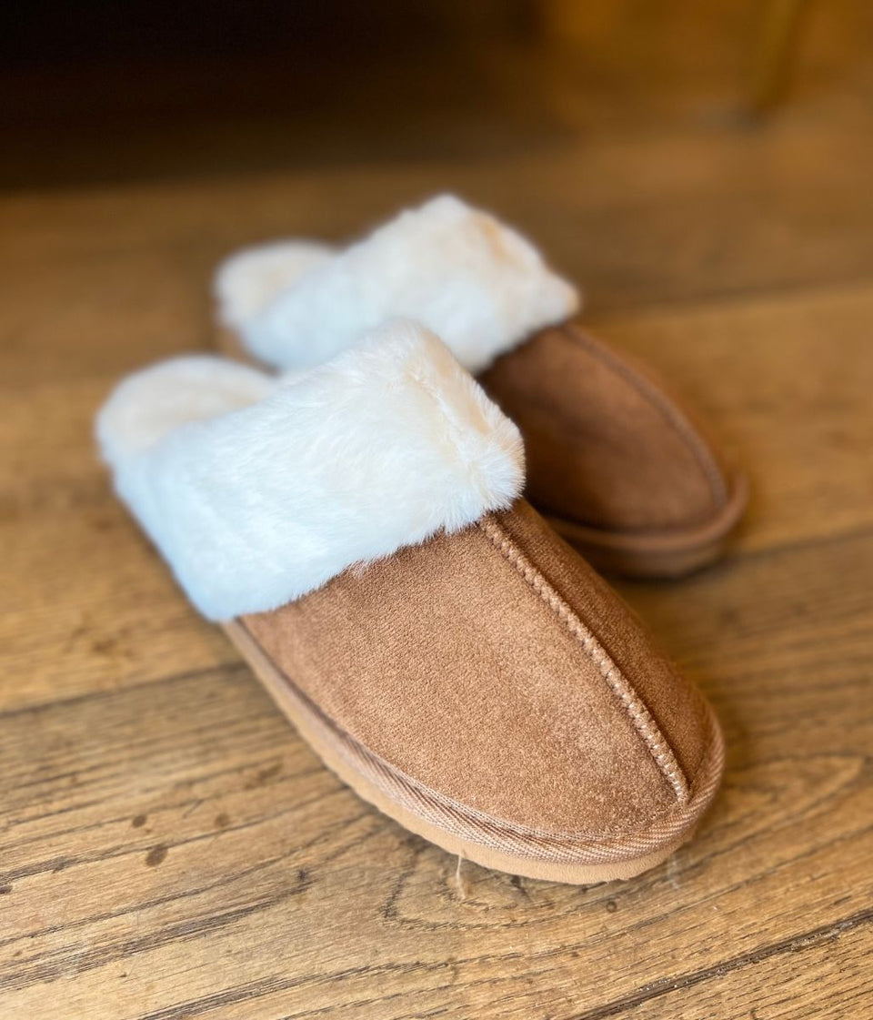 Chestnut Faux Fur Mule Slippers