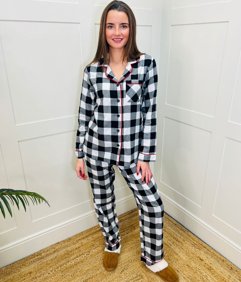 Black Check Cotton Pyjama Set