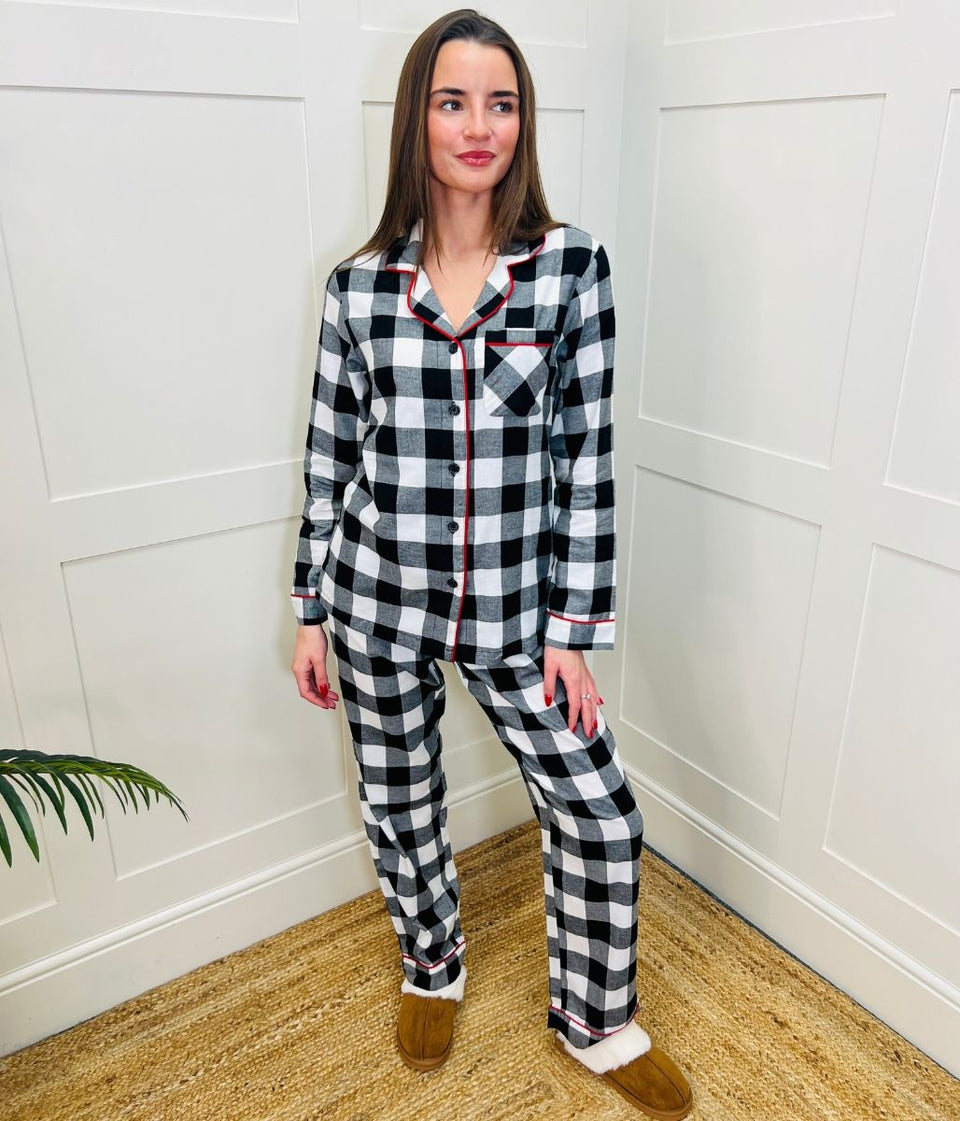 Black Check Cotton Pyjama Set