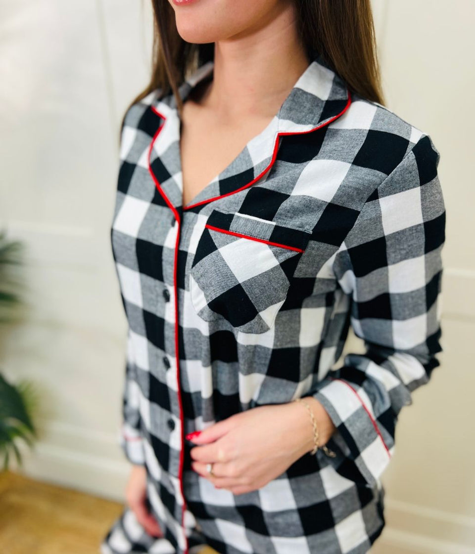 Black Check Cotton Pyjama Set