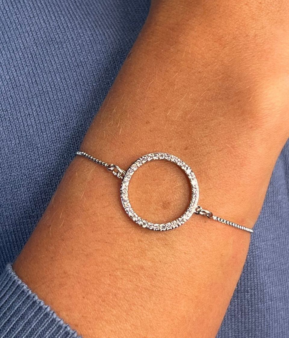 Silver Vivienne Diamante Drawstring Bracelet