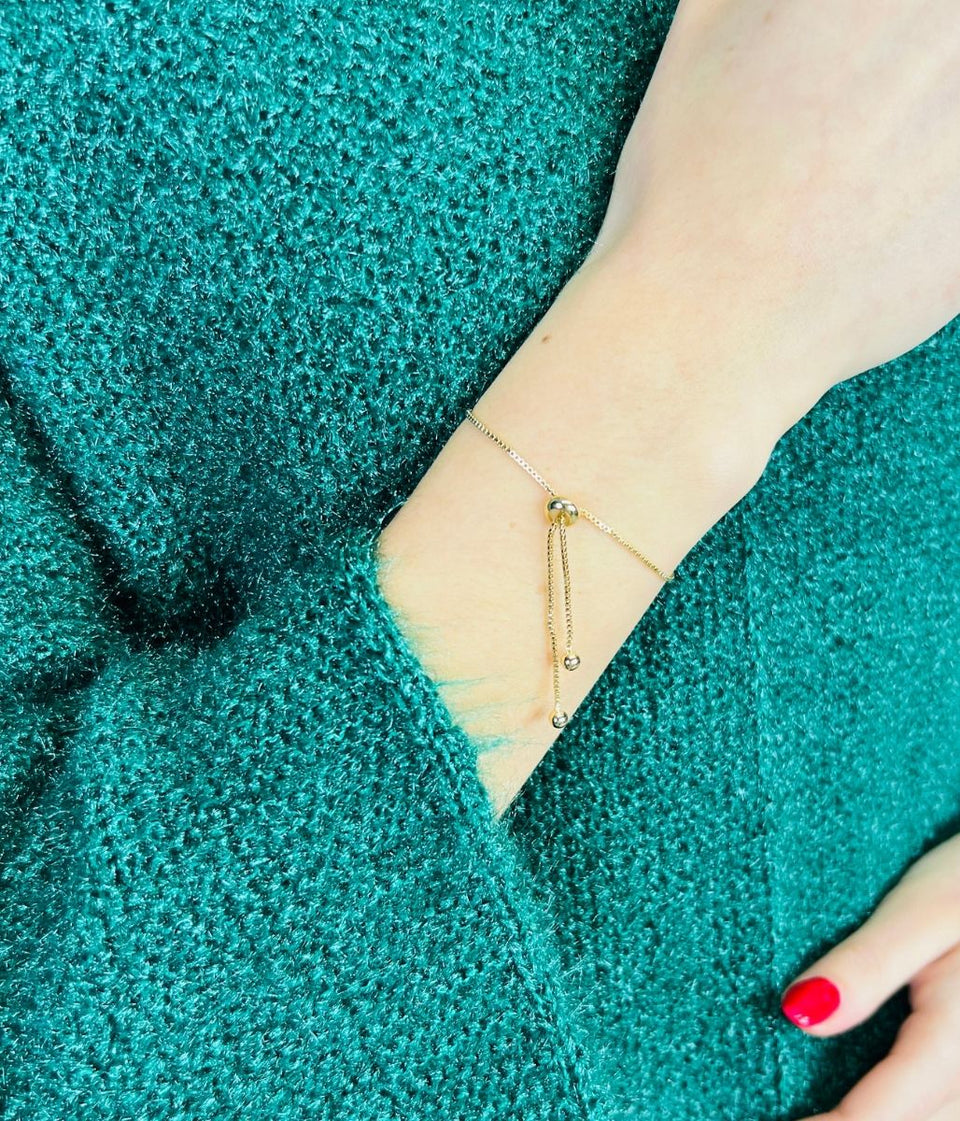 Gold Vivienne Diamante Drawstring Bracelet