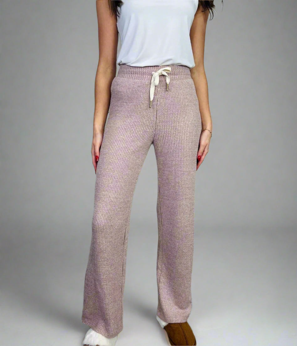 Pink Cosy Waffle Cuffed Hem Lounge Joggers