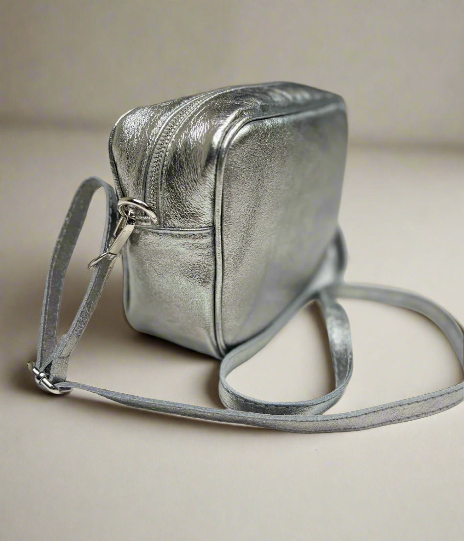 Pewter Leather Tassel Camera Bag