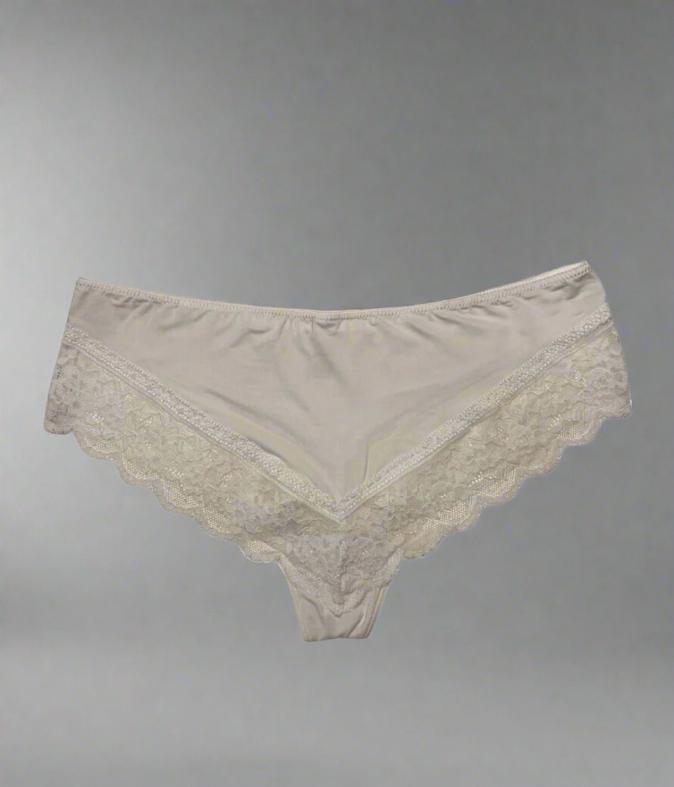 White Lace Trim Midi Briefs