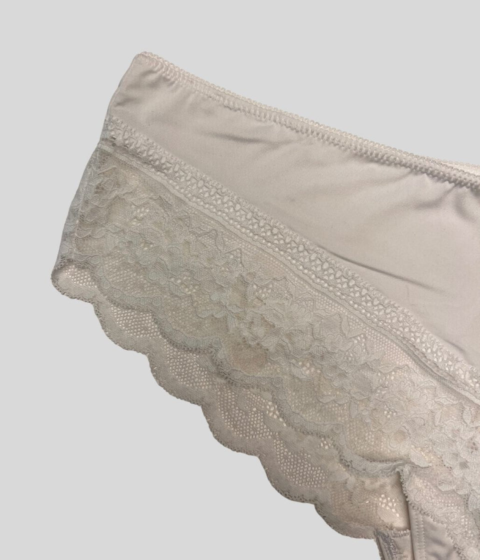 White Lace Trim Midi Briefs