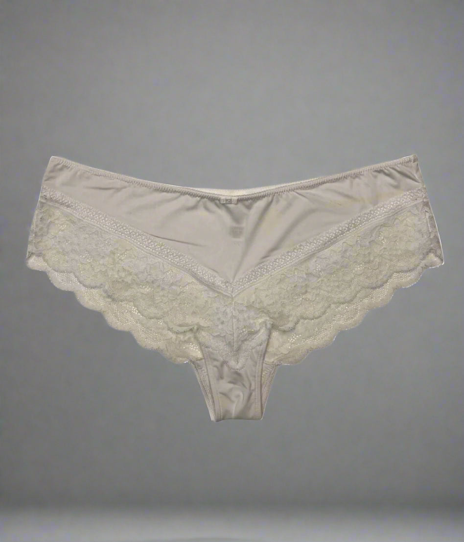 White Lace Trim Midi Briefs