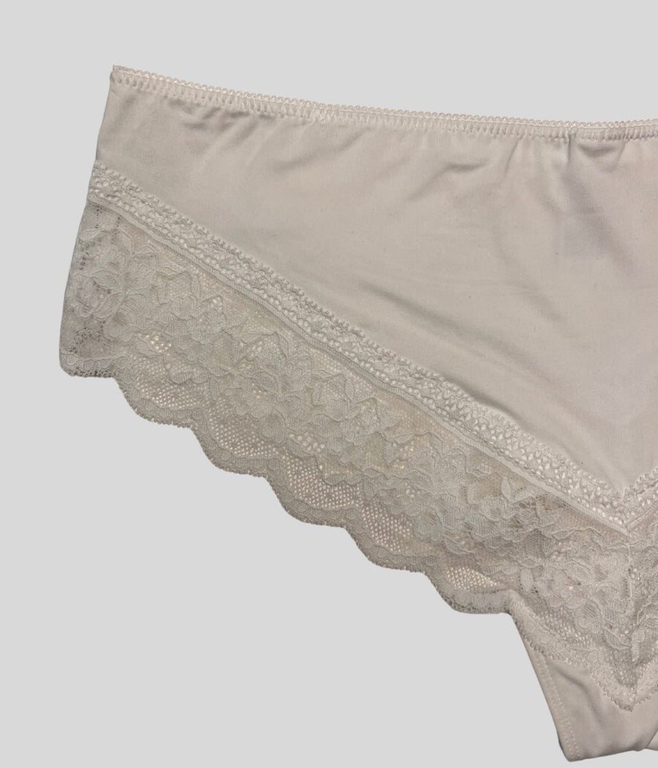 White Lace Trim Midi Briefs