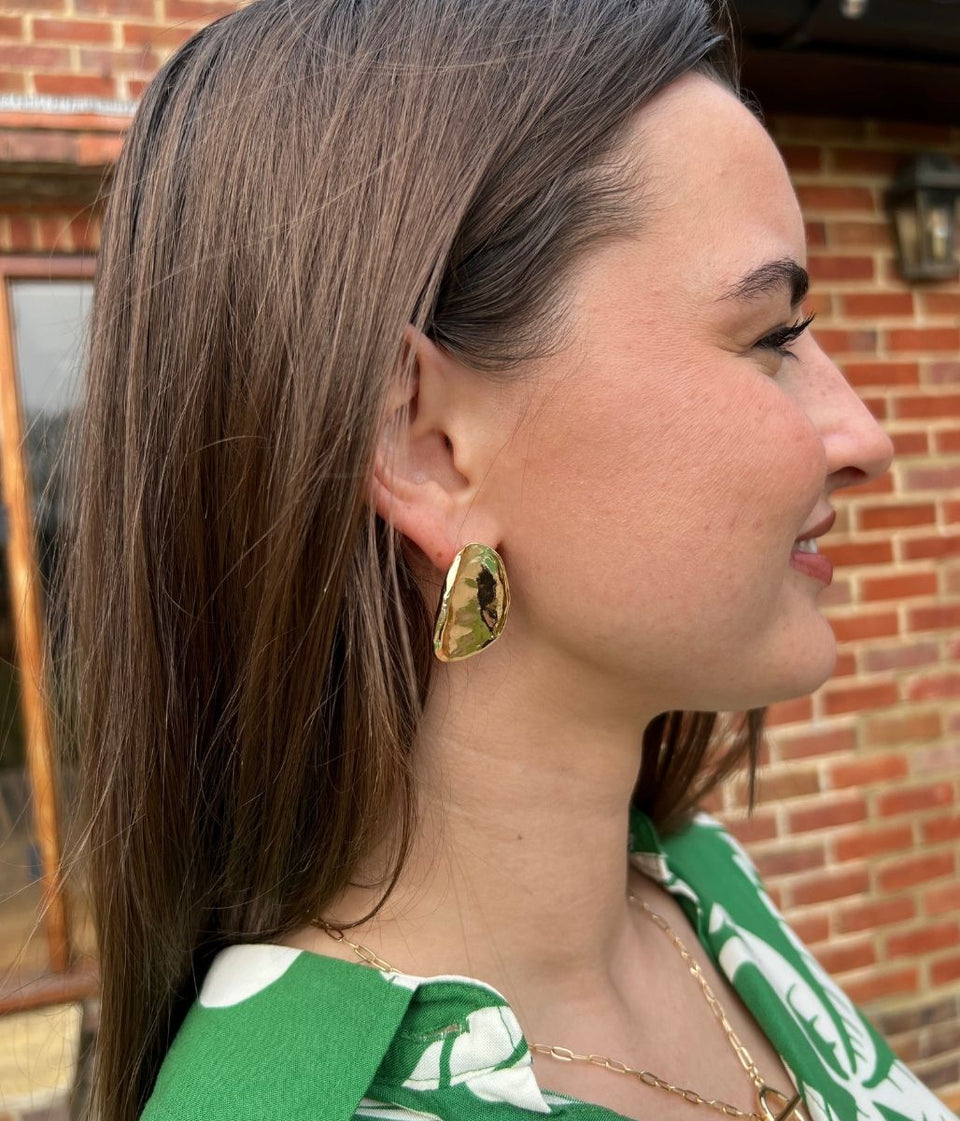 Gold Hammered Dome Earring