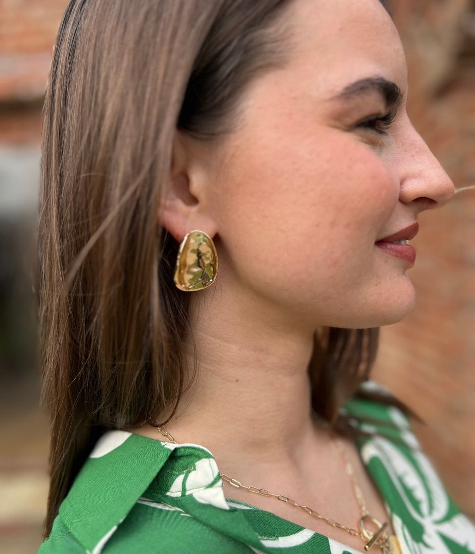 Gold Hammered Dome Earring