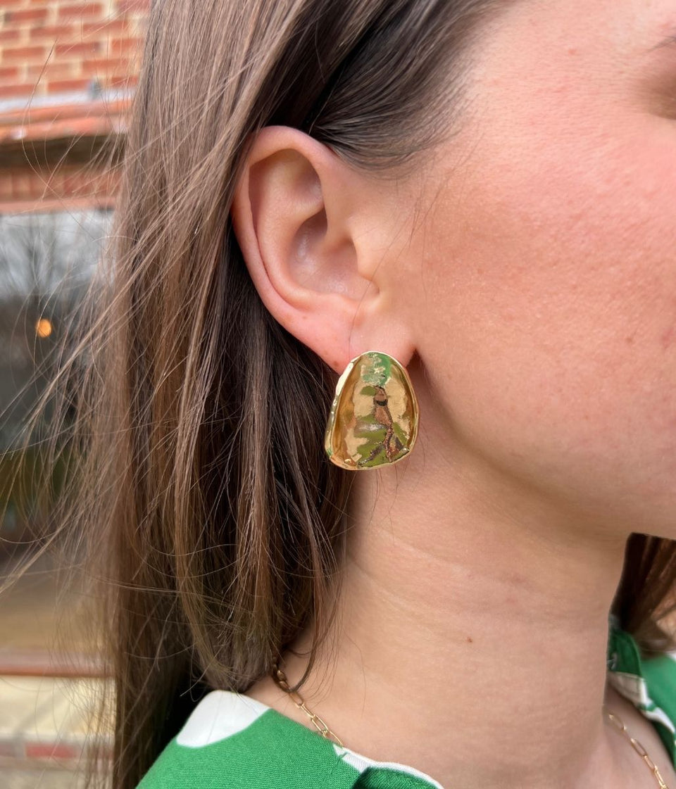 Gold Hammered Dome Earring