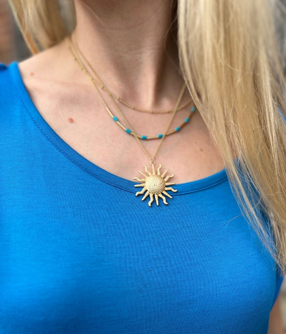 Gold Sun Layered Necklace