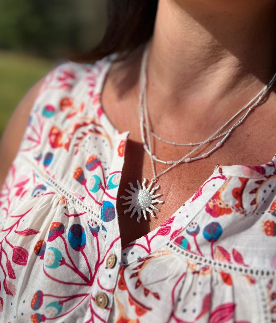 Silver Sun Layered Necklace