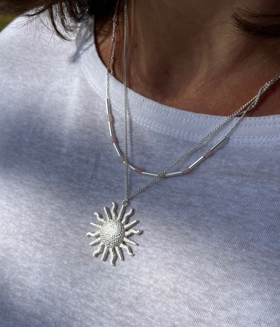 Silver Sun Layered Necklace