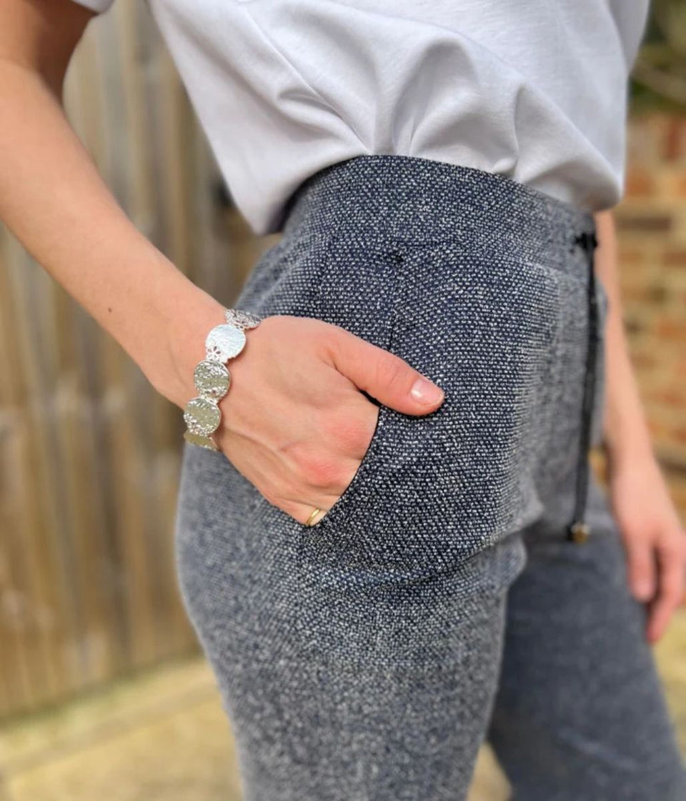 Silver Hammered Elasticated Bracelet