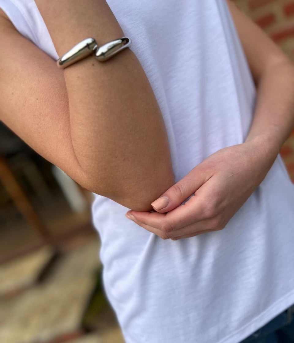 Silver Crossover Hinge Bangle Bracelet