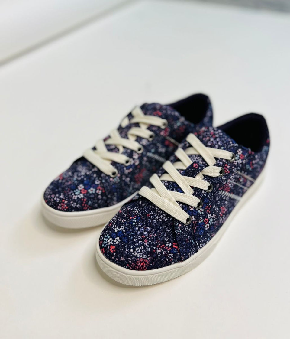 Purple Floral Canvas Trainers