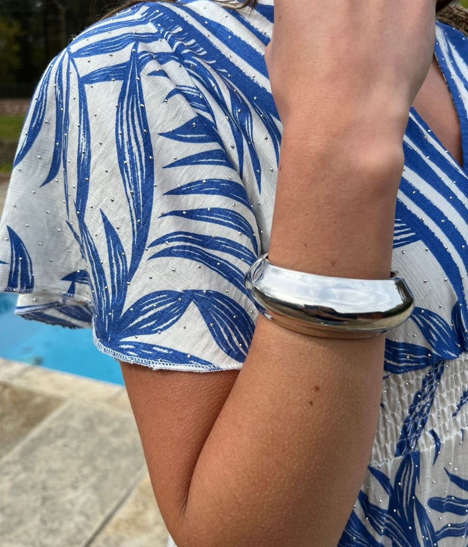 Silver Hinge Bangle Bracelet
