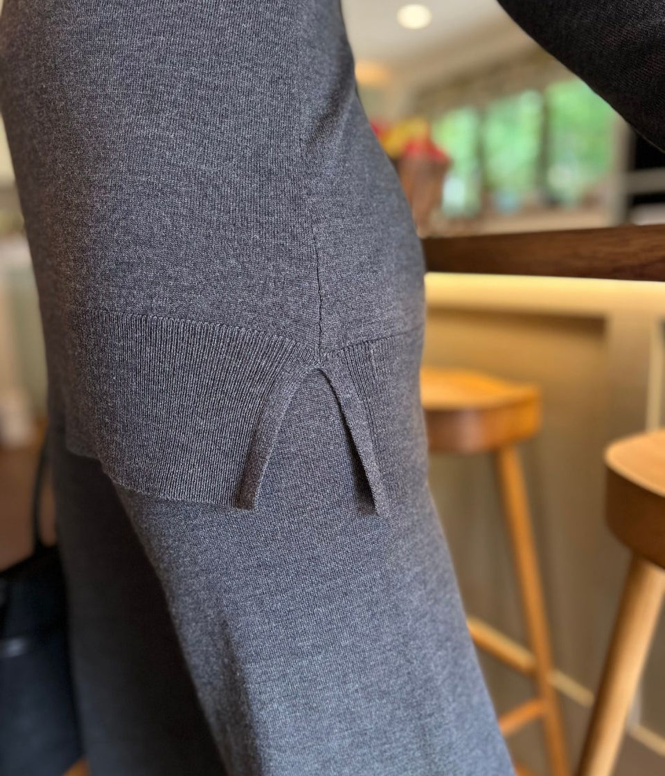 Grey V Neck Merino Wool Co-Ord Set