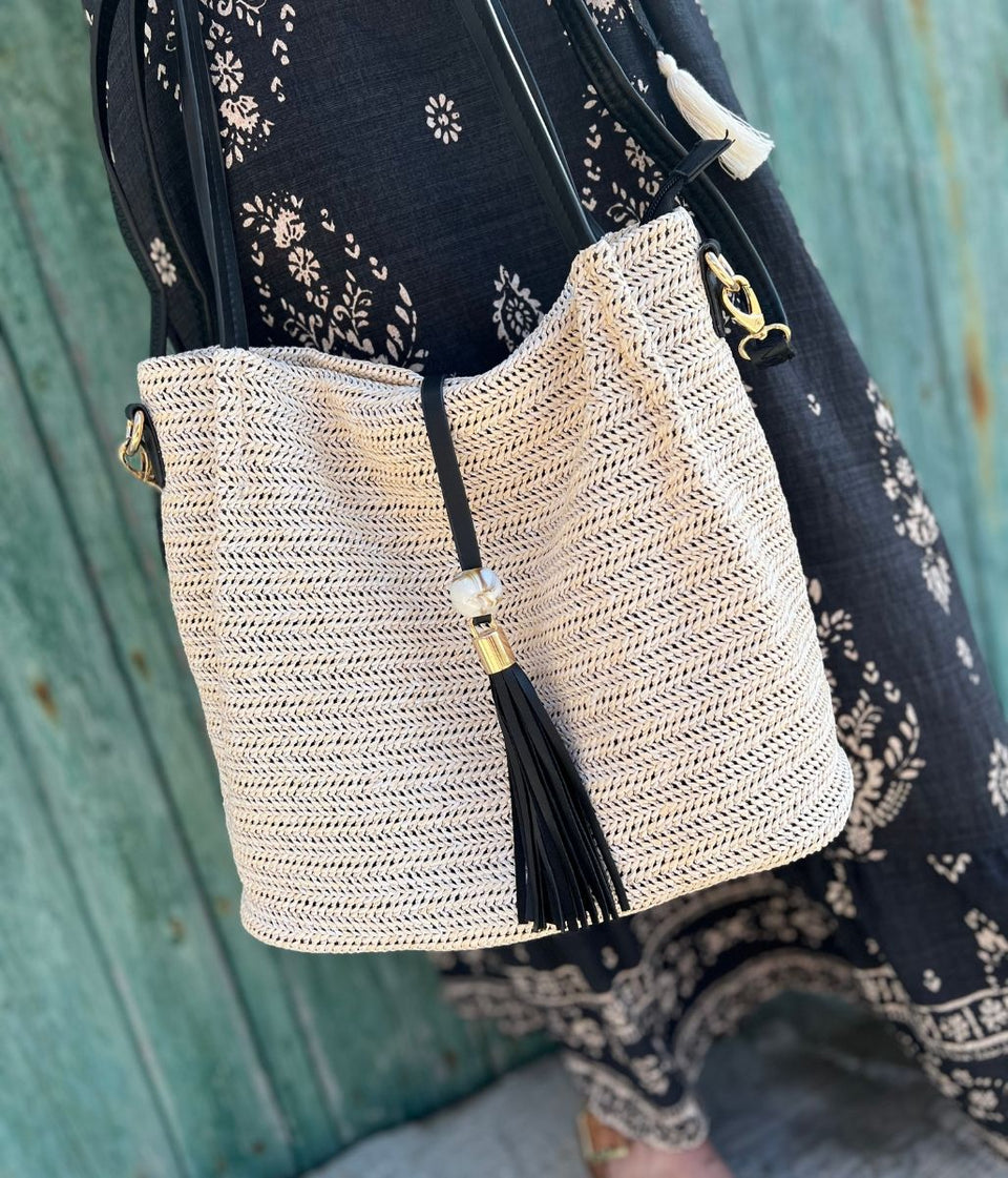 Natural Woven Raffia Tote Bag