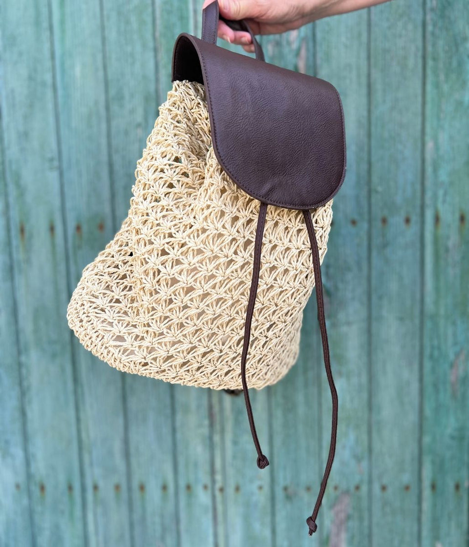 Natural Mila Raffia Backpack