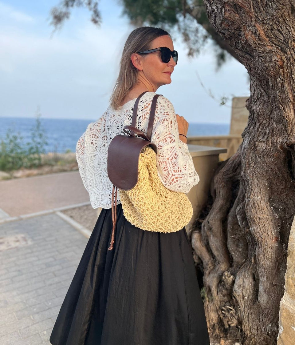 Natural Mila Raffia Backpack