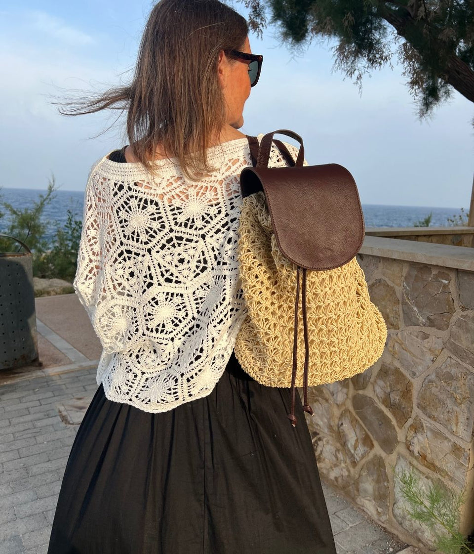 Natural Mila Raffia Backpack