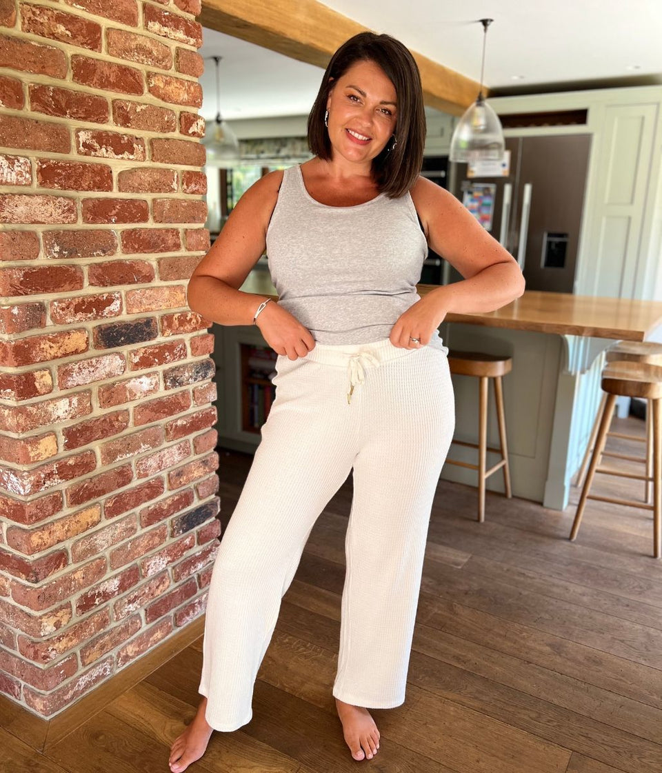 Ivory Waffle Loungewear Bottoms