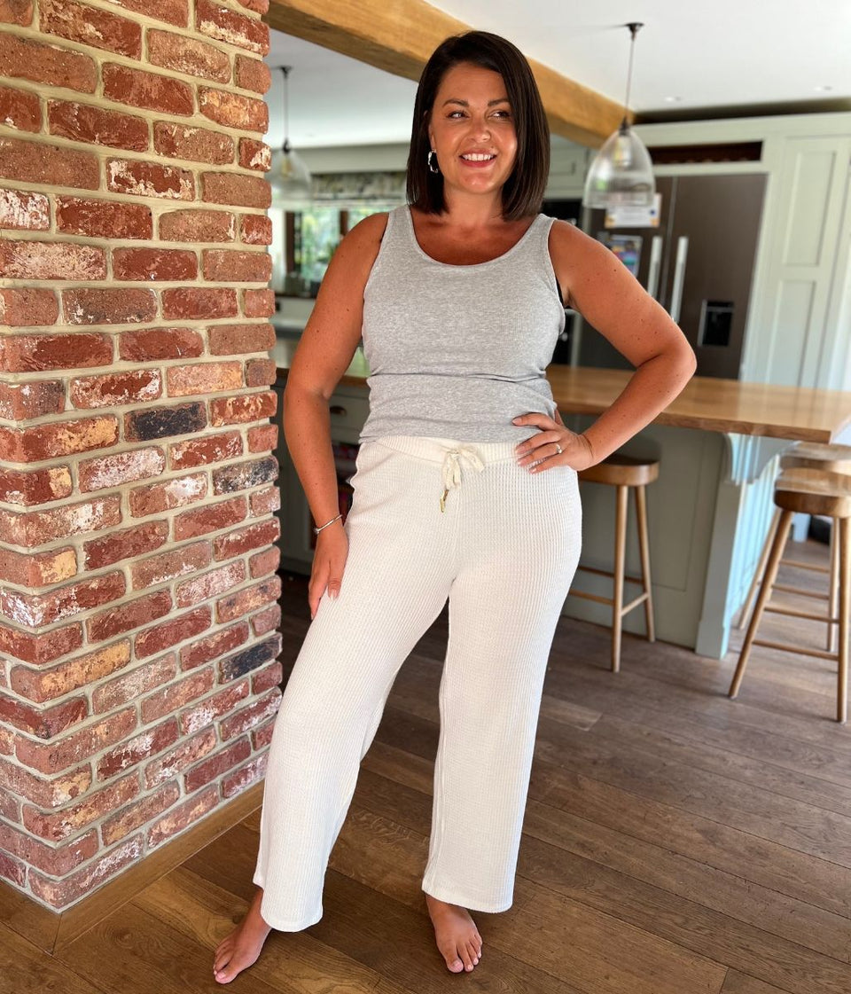 Ivory Waffle Loungewear Bottoms
